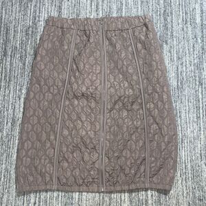 NWOT Ever Sassy Women's Large Brown Full Zip Embroidered A Line Knee Length Skir